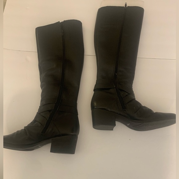 Matisse Faulkner Black Leather Knee High Buckle Riding Boots 7.5 Classic Preppy - Picture 4 of 9